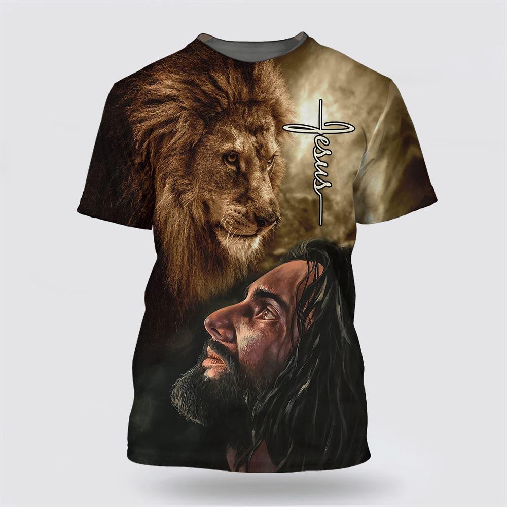 Christian Jesus Lion All Over Print 3D T Shirt – Gifts For Christians