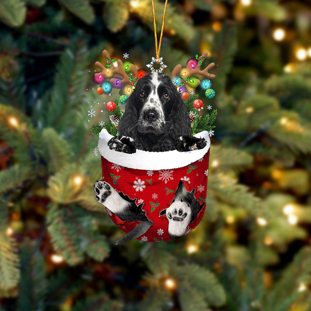 Cocker Spaniel In Snow Pocket Christmas Ornament – Flat Acrylic Dog Ornament – Christmas Decor