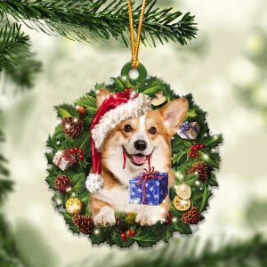 Corgi With Santa Hat Christmas Dog Ornaments&hellip;