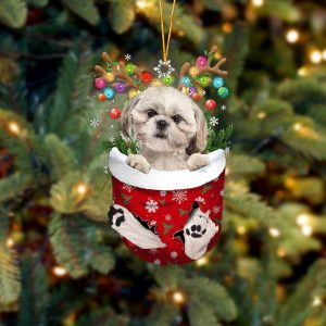 Cream Shih Tzu In Snow Pocket Christmas&hellip;