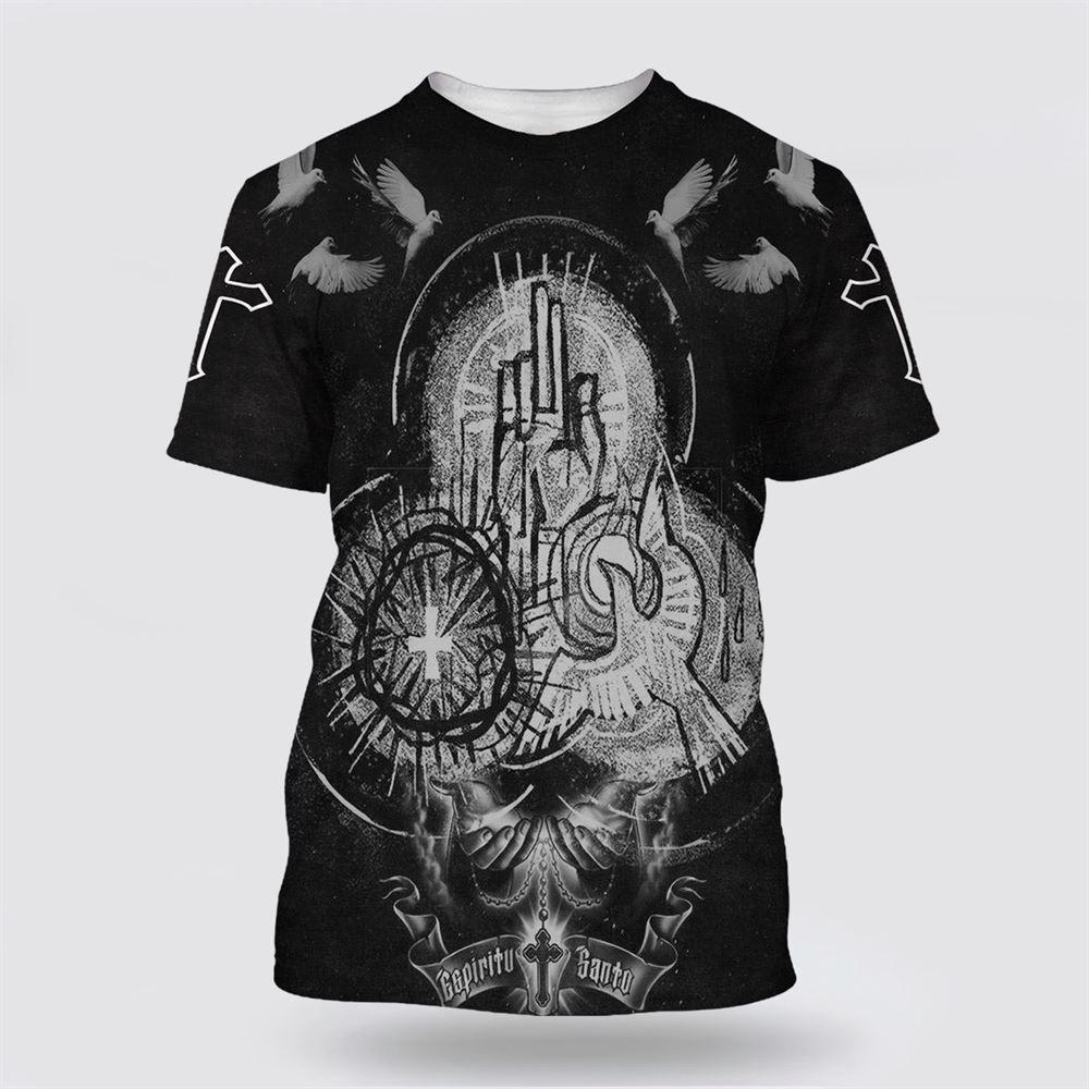 Cross With Rose All Over Print 3D T Shirt – Gifts For Christians