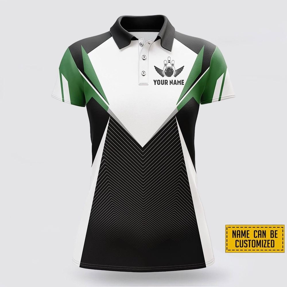 Custom Name And Team Bowling Pattern Women Bowling Polo Shirt – Gift For Bowling Enthusiasts