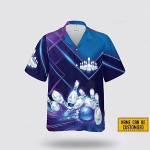 Custom Name Blue Ball Bowling Neon Pattern&hellip;