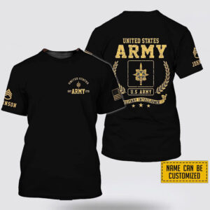 Custom Name Rank US Army Military Intelligence EST Army 1775 All Over Print 3D T Shirt – Gift For Military Personnel Custom Name Rank US Army Military Intelligence EST Army 1775 All Over Print 3D T Shirt – Gift For Military Personnel