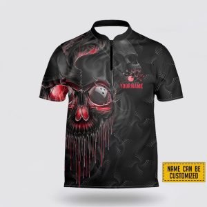 Custom Name Shut up And Bowl Skull Pattern Bowling Jersey Shirt – Gift For Bowling Enthusiasts