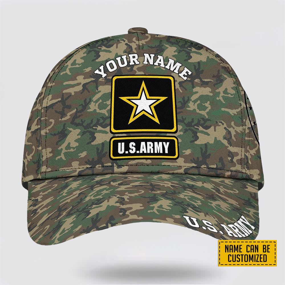 Custom Name US Army Camouflage Pattern Baseball Cap – Gift For Military Personnel
