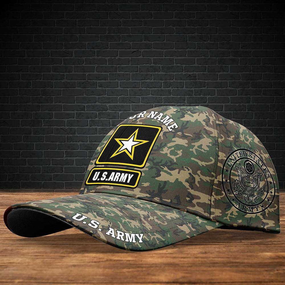 Custom Name US Army Camouflage Pattern Baseball Cap – Gift For Military Personnel