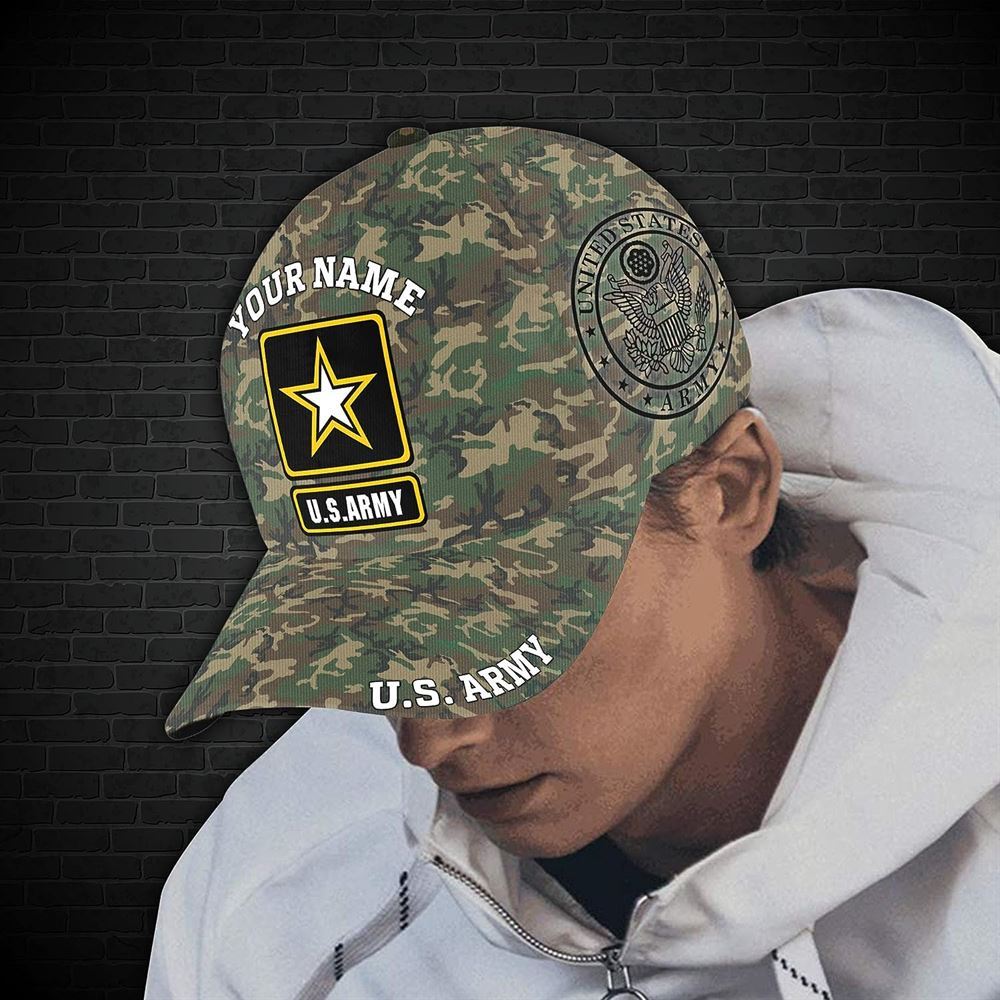 Custom Name US Army Camouflage Pattern Baseball Cap – Gift For Military Personnel
