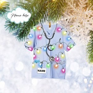 Custom Nurse Scrub Uniform With Christmas Light&hellip;