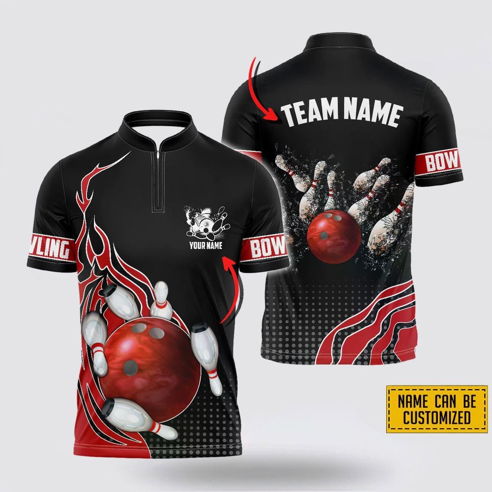 Customized Name And Team Bowling Breaking Pins Multicolor Option Jersey Shirt – Gift For Bowling Enthusiasts
