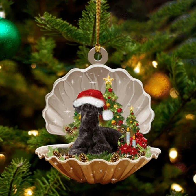 Cute Black Schnauzer Sleeping In Pearl Dog Christmas Ornament Flat ,Christmas Shape Ornament, Happy Christmas Ornament Cute Black Schnauzer Sleeping In Pearl Dog Christmas Ornament Flat ,Christmas Shape Ornament, Happy Christmas Ornament