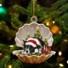 Cute Boston Terrier Sleeping In Pearl Dog Christmas Ornament Flat ,Christmas Shape Ornament, Happy Christmas Ornament
