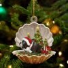 Cute Border Collie Sleeping In Pearl Dog Christmas Ornament Flat ,Christmas Shape Ornament, Happy Christmas Ornament