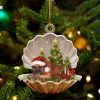 Cute Cavalier King Charles Spaniel Sleeping In Pearl Dog Christmas Ornament Flat ,Christmas Shape Ornament, Happy Christmas Ornament
