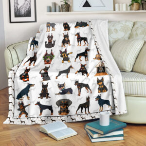 Cute Doberman Pinscher Fleece Throw Blanket –&hellip;