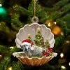 Cute Greyhound Sleeping In Pearl Dog Christmas Ornament Flat ,Christmas Shape Ornament, Happy Christmas Ornament