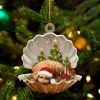 Cute Maltese Sleeping In Pearl Dog Christmas Ornament Flat ,Christmas Shape Ornament, Happy Christmas Ornament