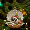 Cute Standard Schnauzer Sleeping In Pearl Dog Christmas Ornament Flat ,Christmas Shape Ornament, Happy Christmas Ornament