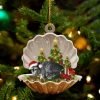 Cute St Bernard Sleeping In Pearl Dog Christmas Ornament Flat ,Christmas Shape Ornament, Happy Christmas Ornament