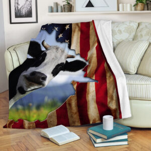 Dairy Cattle Blanket Usa Flag Tear Fleece&hellip;