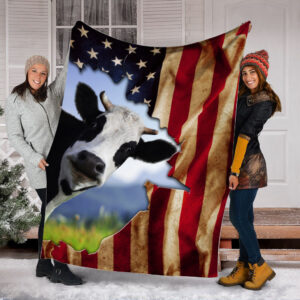 Dairy Cattle Blanket Usa Flag Tear Fleece&hellip;