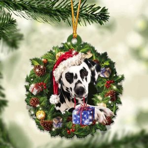 Dalmatian With Santa Hat Christmas Dog Ornaments&hellip;