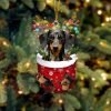 Cute Standard Schnauzer Sleeping In Pearl Dog Christmas Ornament Flat ,Christmas Shape Ornament, Happy Christmas Ornament