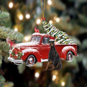 Doberman-Cardinal & Truck Two Sided Christmas Plastic&hellip;