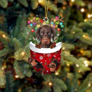 Dobermann In Snow Pocket Christmas Ornament –&hellip;