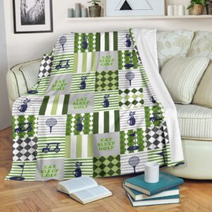 Eat Sleep Golf Patterns Fleece Throw Blanket&hellip;