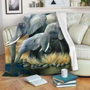 Elephant Animal Painting Fleece Throw Blanket –&hellip;