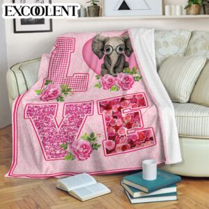 Elephant Art Love Rose Pink Fleece Throw&hellip;