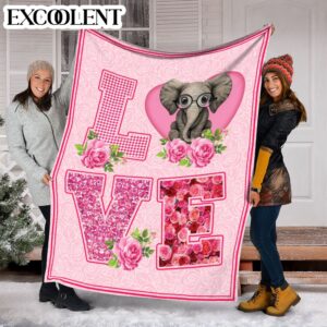 Elephant Art Love Rose Pink Fleece Throw&hellip;