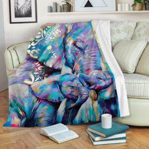 Elephant Art Original Paintings Fleece Throw Blanket&hellip;