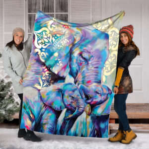 Elephant Art Original Paintings Fleece Throw Blanket&hellip;