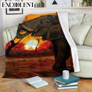 Elephant At Sunset Fleece Throw Blanket –&hellip;