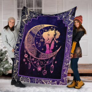 Elephant Boho Moon Fleece Throw Blanket –&hellip;