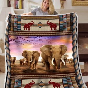 Elephant Burlap Fabric Create Fleece Throw Blanket&hellip;