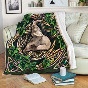 Elephant Celtic Pentacle Pentagram Fleece Throw Blanket&hellip;