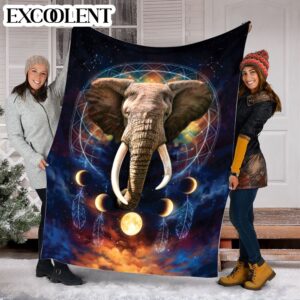 Elephant Dreamcatcher Moon Fleece Throw Blanket –&hellip;