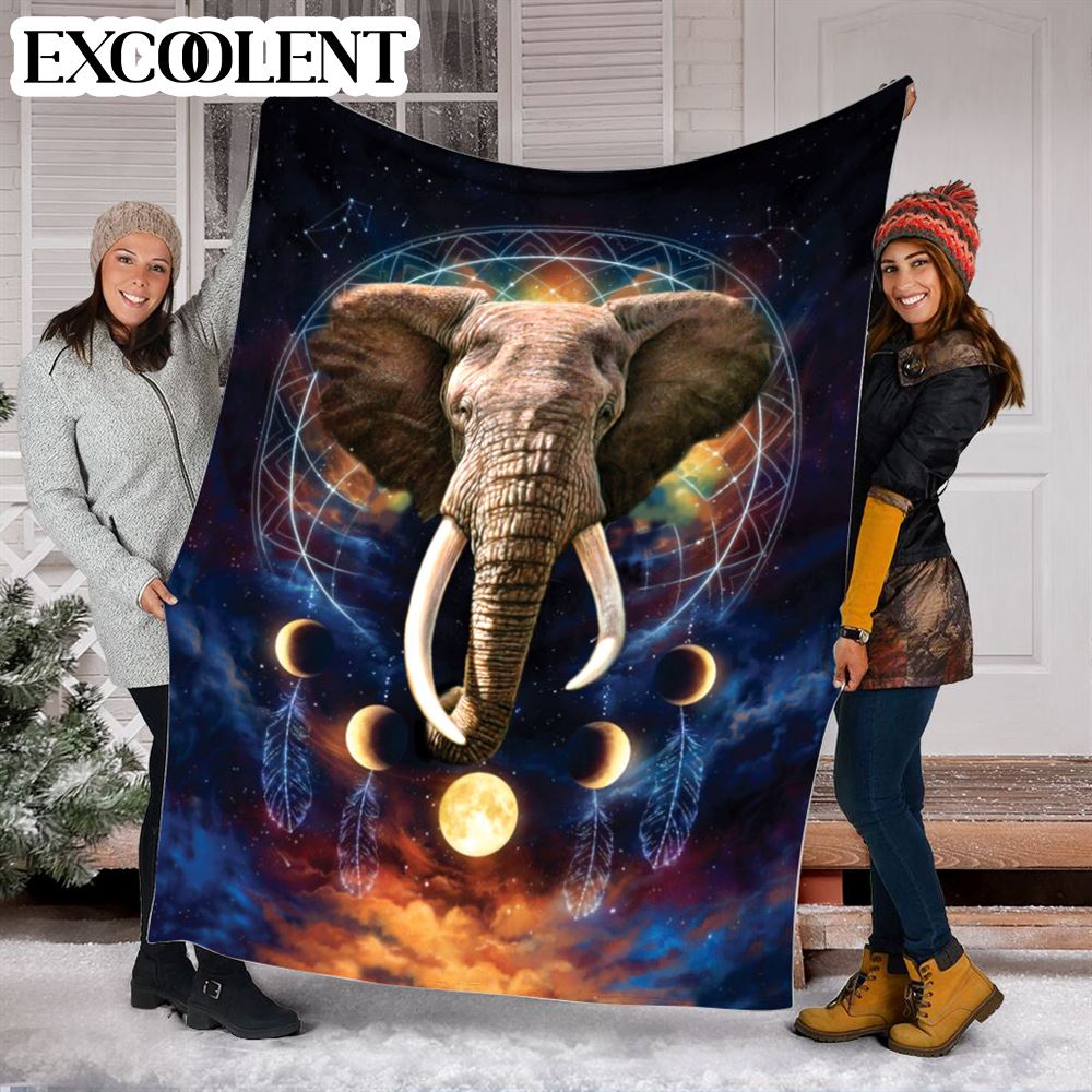 Elephant Dreamcatcher Moon Fleece Throw Blanket – Soft And Cozy Blanket – Best Weighted Blanket For Adults