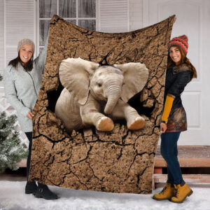 Elephant Dry Soil Crack Hole Fleece Throw&hellip;
