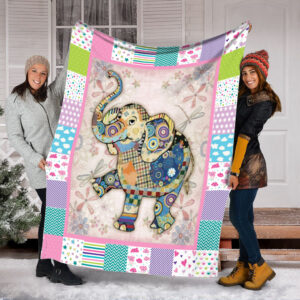 Elephant Embossed Patchwork Design Fleece Throw Blanket&hellip;