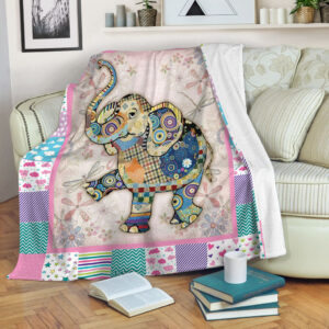 Elephant Embossed Patchwork Design Fleece Throw Blanket&hellip;