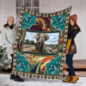 Elephant Ethnic Motifs With Abstract Background Fleece&hellip;