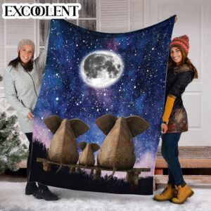 Elephant Family Galaxy Fleece Throw Blanket –&hellip;