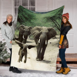 Elephant Family Happy Fleece Throw Blanket –&hellip;