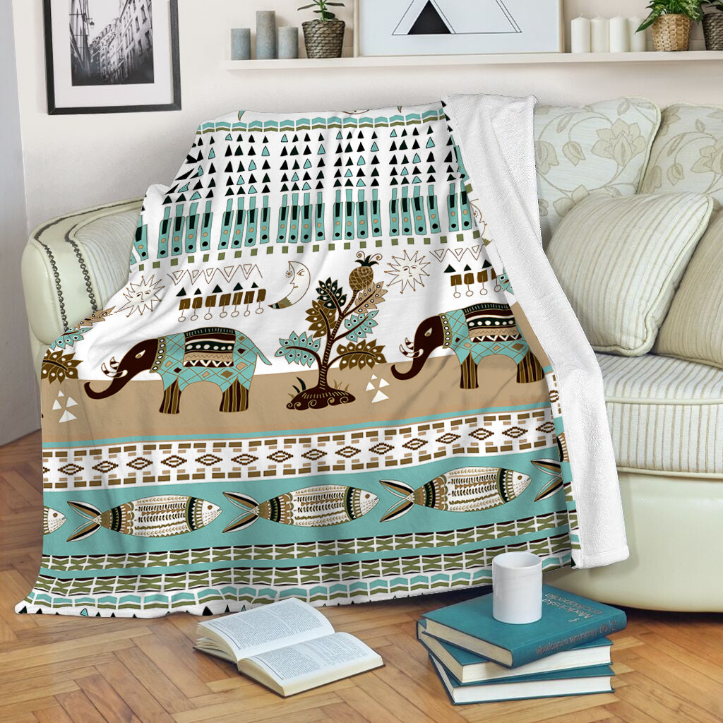 Elephant Floral And Animal Seamless Pattern Fleece Throw Blanket – Soft And Cozy Blanket – Best Weighted Blanket For Adults