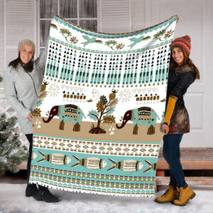 Elephant Floral And Animal Seamless Pattern Fleece&hellip;