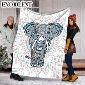 Elephant Flower Coloring Fleece Throw Blanket –&hellip;